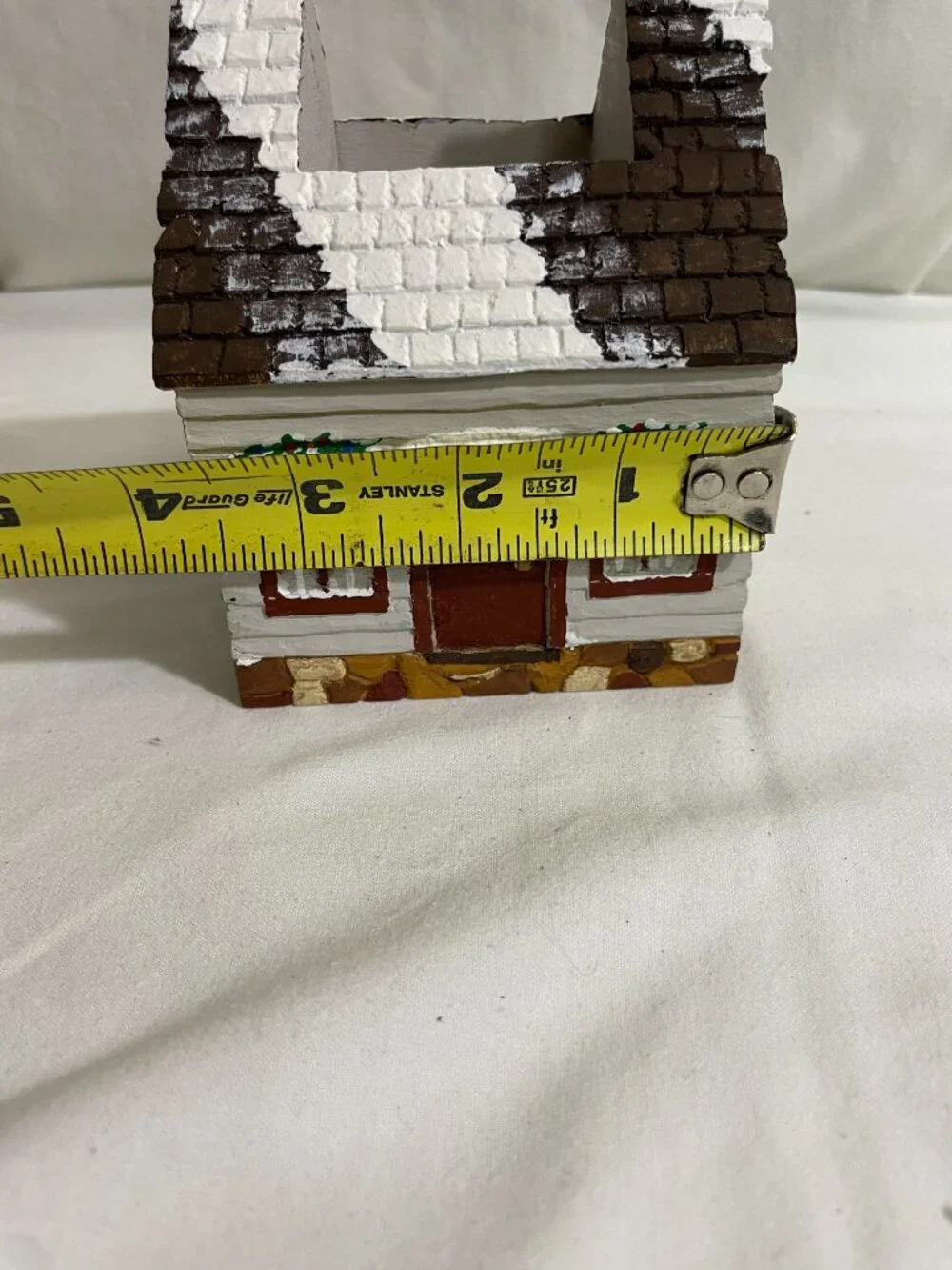 Hand Painted Wooden Christmas Cottage House Planter Trinket Holder Decor 4